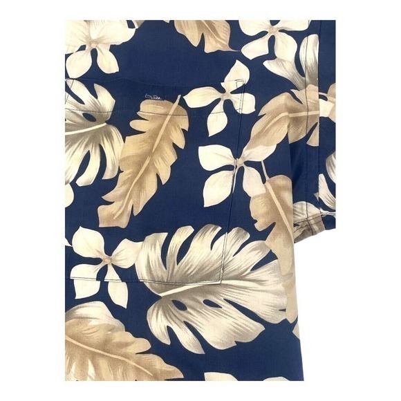 Pierre Cardin Hawaiian Palm Frond Shirt‎ 100% Cotton Black Tan Men’s Size Large - Picture 5 of 10